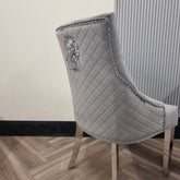 Set of 2 Light Grey Bentley Chrome Dining Chairs